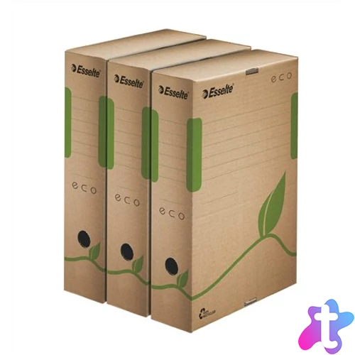Archiválódoboz, A4, 80 mm, újrahasznosított karton, ESSELTE "Eco", barna