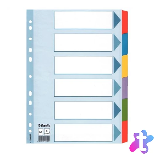 Regiszter, laminált karton, A4, 6 részes, ESSELTE "Mylar"
