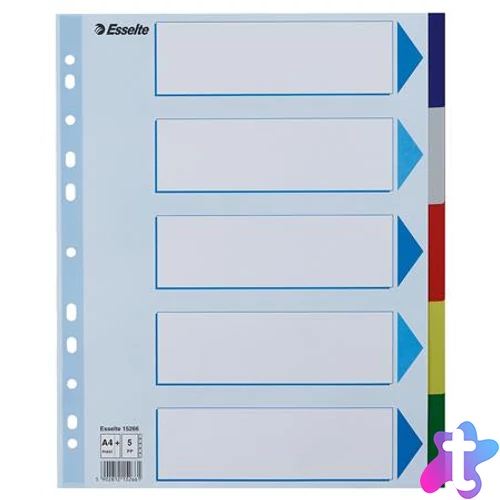 Regiszter, műanyag, A4 Maxi, 5 részes, ESSELTE