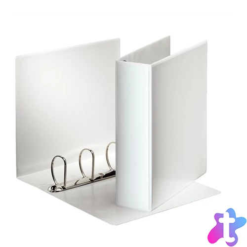 Gyűrűs könyv, panorámás, 4 gyűrű, D alakú, 86 mm, A4, PP, ESSELTE, fehér