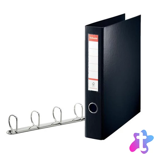 Gyűrűs könyv, 4 gyűrű, D alakú, 60 mm, A4 maxi, PP, ESSELTE "Jumbo Vivida", fekete