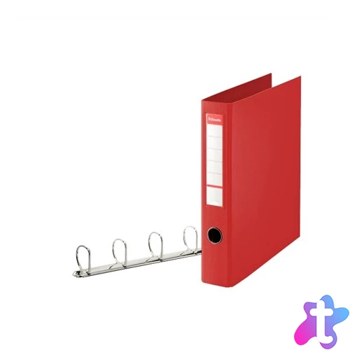 Gyűrűs könyv, 4 gyűrű, D alakú, 60 mm, A4 maxi, PP, ESSELTE "Jumbo Vivida", piros
