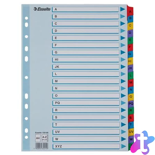 Regiszter, karton, A4, A-Z, ESSELTE "Mylar"