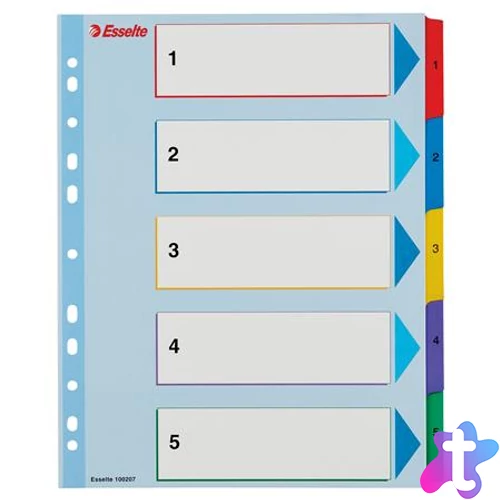 Regiszter, laminált karton, A4 maxi, 1-5, újraírható, ESSELTE