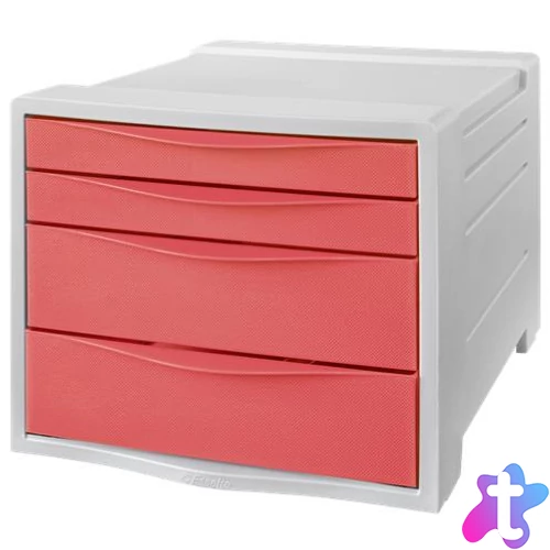 Irattároló, műanyag, 4 fiókos, ESSELTE "Colour`Breeze", áttetsző korall