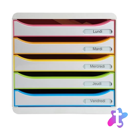 Irattároló, műanyag, 5 fiókos, EXACOMPTA "Big-Box Plus Blackoffice Iderama"