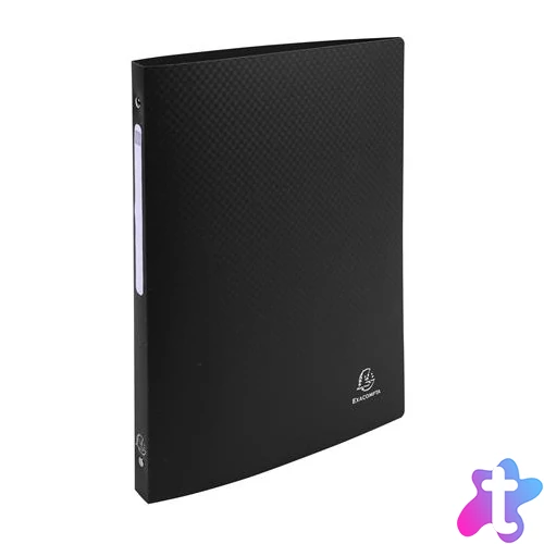 Gyűrűs könyv, 4 gyűrű, 20 mm, A4, PP, címkével, EXACOMPTA, fekete