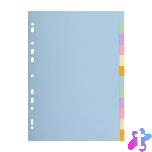 Regiszter, karton, A4, 12 részes, EXACOMPTA, pasztell színek