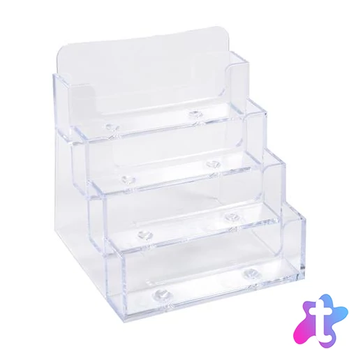 Névjegykártya tartó, asztali, 4 rekesz, EXACOMPTA "Office", áttetsző