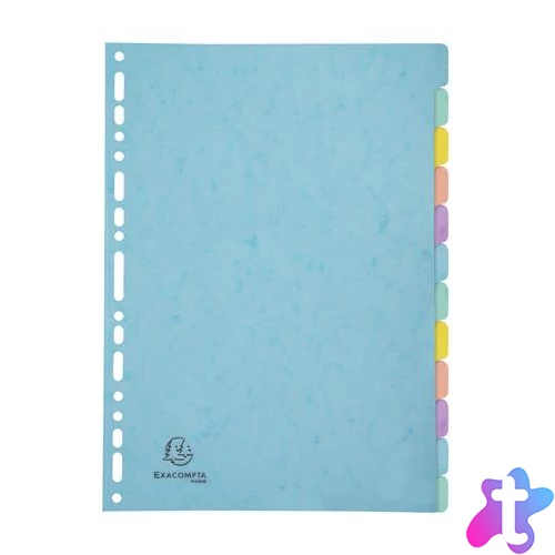 Regiszter, karton, A4, 12 részes, EXACOMPTA "Aquarel"