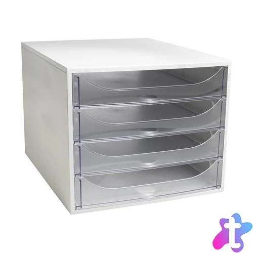 Irattároló, műanyag, 4 fiókos, EXACOMPTA "Ecobox Office", szürke-áttetsző