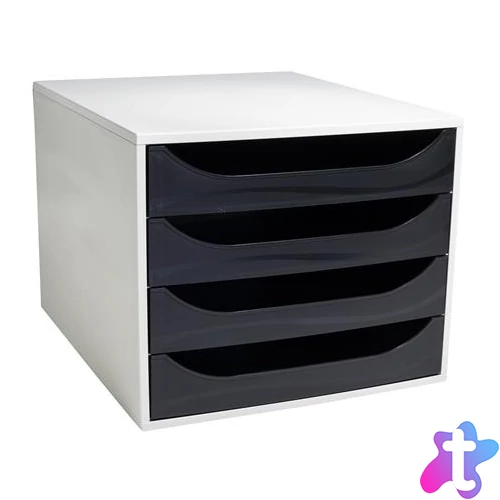 Irattároló, műanyag, 4 fiókos, EXACOMPTA "Ecobox Office", szürke-fekete