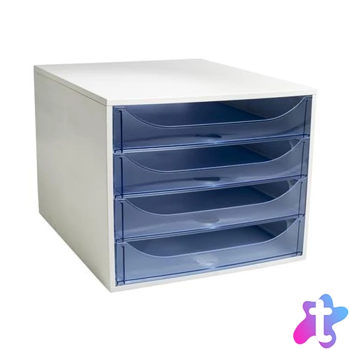 Irattároló, műanyag, 4 fiókos, EXACOMPTA "Ecobox Linicolor", jégkék