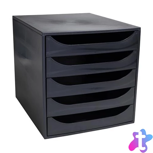 Irattároló, műanyag, 5 fiókos, EXACOMPTA "Ecobox ExoBlack", fekete