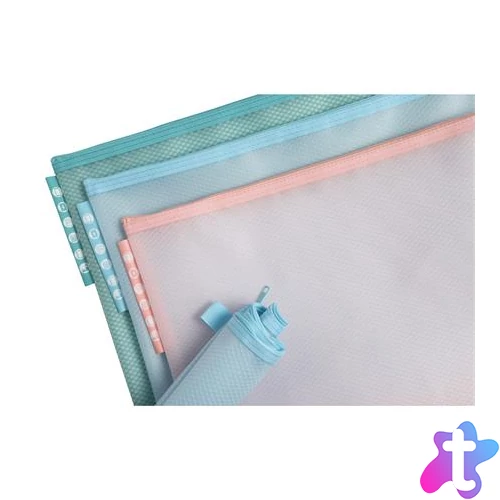 Rendszerező tasak, cipzáras, hálós, A4, EXACOMPTA "Chromaline Pastel", vegyes színek