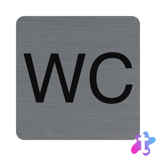 Információs tábla, öntapadó, 7,5x7,5 cm, alumíniumhatású, EXACOMPTA, "WC"