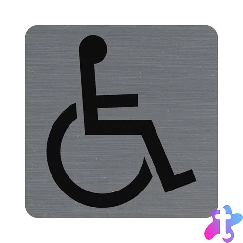 Információs tábla, öntapadó, 7,5x7,5 cm, alumíniumhatású, EXACOMPTA, "Mozgáskorlátozottak részére"