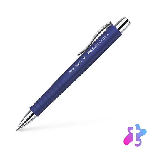 Golyóstoll, 0,5 mm, nyomógombos, kék tolltest, FABER-CASTELL "Poly Ball", kék