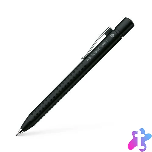 Golyóstoll, 1 mm, XB, nyomógombos, metál fekete tolltest, FABER-CASTELL "Grip-2011", kék
