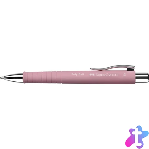 Golyóstoll, 1 mm, XB, nyomógombos, rózsaszín tolltest, FABER-CASTELL "Poly Ball", kék