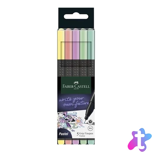 Tűfilc készlet, 0,4 mm, FABER-CASTELL "Grip", 5 különböző pasztell szín
