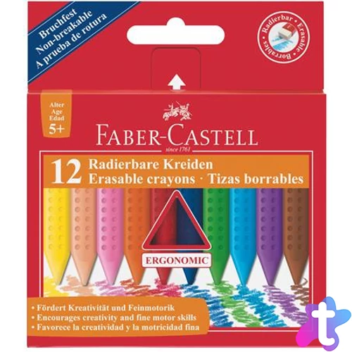 Zsírkréta, háromszögletű, FABER-CASTELL "Grip", 12 különböző szín