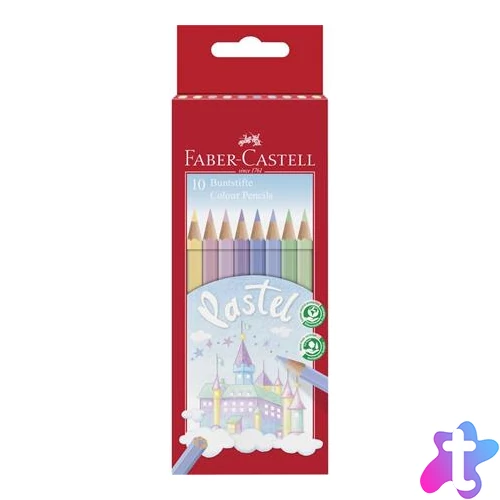 Színes ceruza készlet, hatszögletű, FABER-CASTELL, 10 különböző pasztell szín