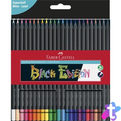 Színes ceruza készlet, háromszögletű, FABER-CASTELL "Black Edition", 24 különböző szín