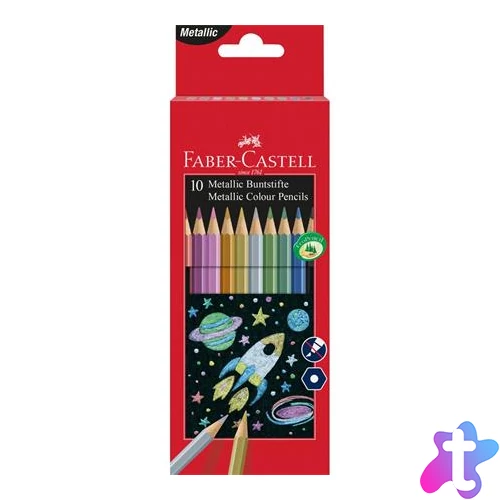 Színes ceruza készlet, hatszögletű, FABER-CASTELL, 10 különböző metál szín