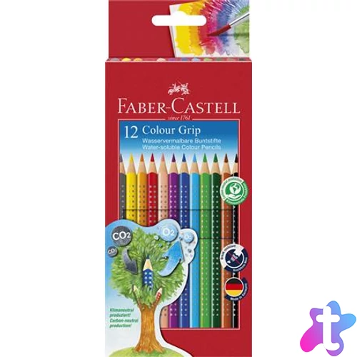 Színes ceruza készlet, háromszögletű, FABER-CASTELL "Grip 2001", 12 különböző szín