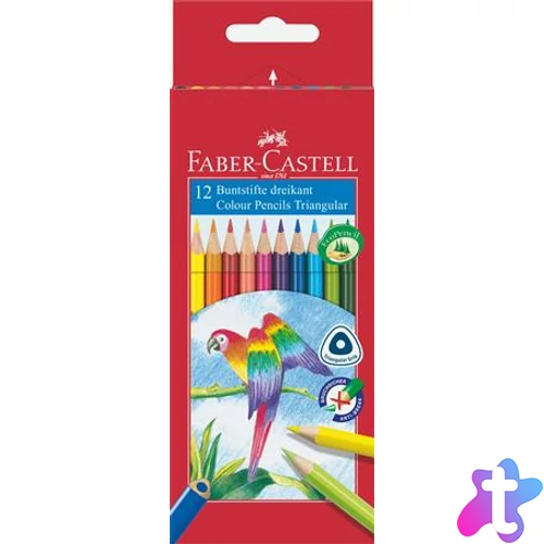 Színes ceruza készlet, háromszögletű, FABER-CASTELL "Papagáj", 12 különböző szín