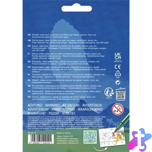 Filctoll készlet, FABER-CASTELL "Dinoszaurusz" 10 különböző szín + 3 metál