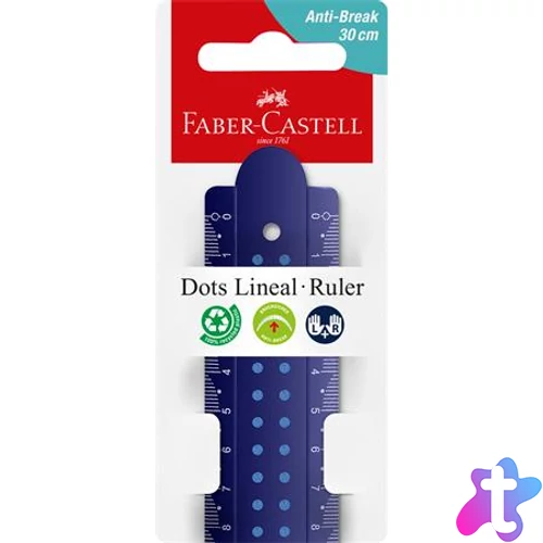 Vonalzó, műanyag, törhetetlen, 30 cm, FABER-CASTELL "Pöttyös", vegyes színek