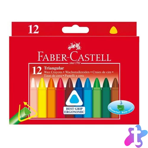 Zsírkréta, háromszögletű, FABER-CASTELL , 12 különböző szín