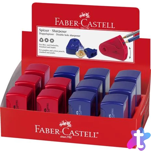 Hegyező display, kétlyukú, 2 tartályos, FABER-CASTELL, vegyes színek