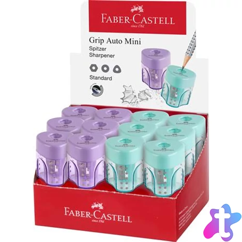 Hegyező display, egylyukú, tartályos FABER-CASTELL "GRIP Auto Mini", vegyes pasztell színek