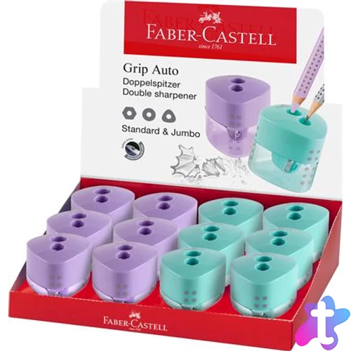 Hegyező display, kétlyukú, FABER-CASTELL, "Grip Auto", vegyes pasztell színek