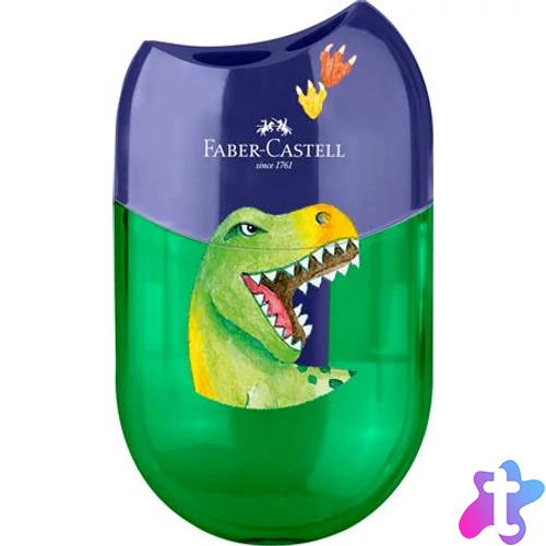 Hegyező display, kétlyukú, tartályos,  FABER-CASTELL, dinoszaurusz