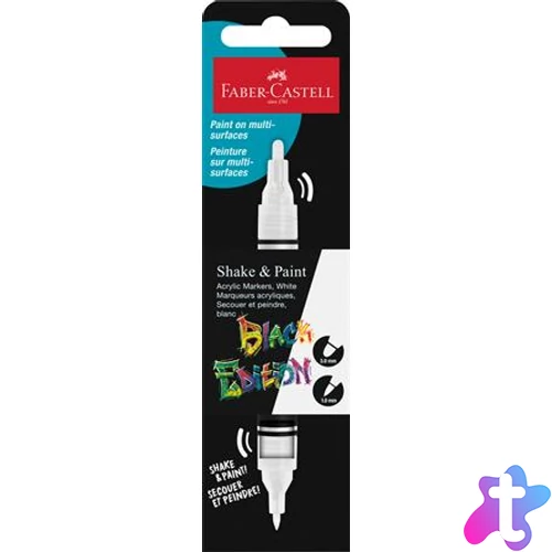 Dekormarker, 1,0/3,0 mm, kétvégű, akril, FABER-CASTELL "Shake&Paint", fehér
