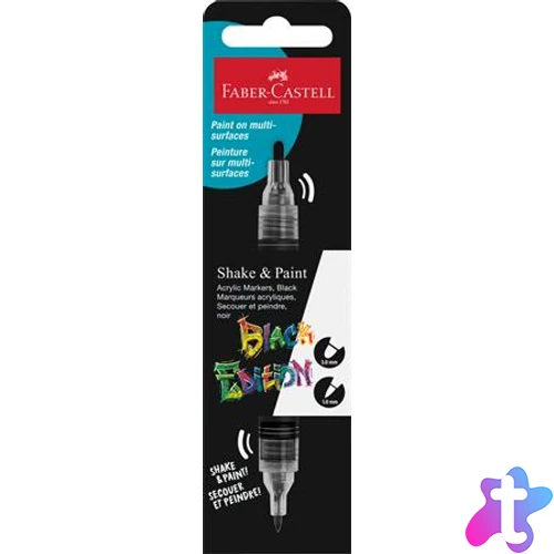Dekormarker, 1,0/3,0 mm, kétvégű, akril, FABER-CASTELL "Shake&Paint", fekete