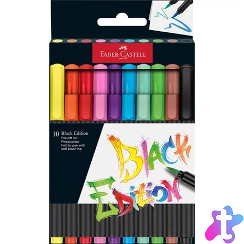 Ecsetirón készlet, FABER-CASTELL "Black Edition" 10 különböző szín