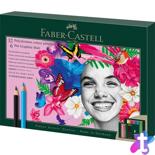 Színes- és grafitceruza készlet, FABER-CASTELL "Polychromos & Pitt Graphite Matt" , 40 db-os szett