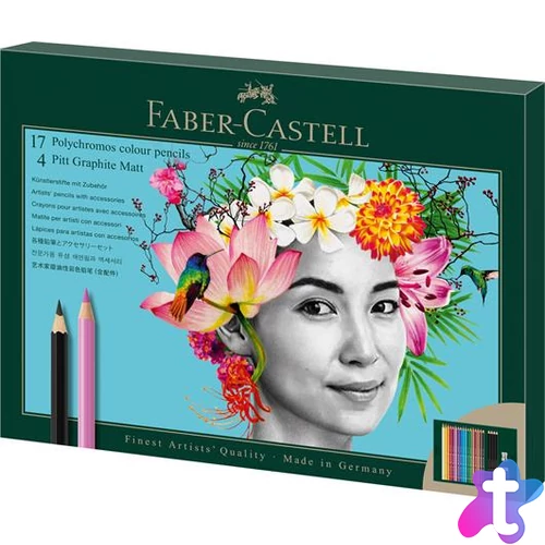 Színes- és grafitceruza készlet, FABER-CASTELL "Polychromos & Pitt Graphite Matt" , 23 db-os szett