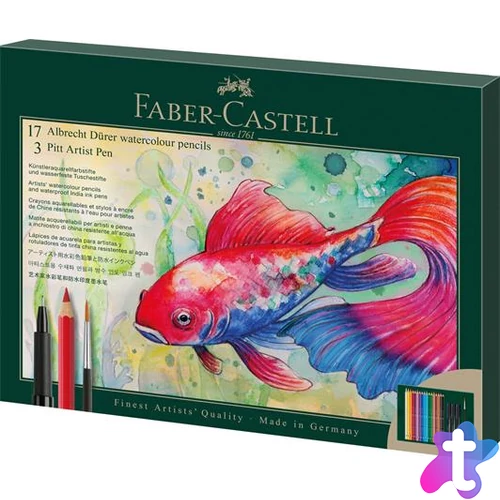 Akvarell ceruza készlet, ecsettel, FABER-CASTELL "Albrecht Dürer & Pitt Artist Pen", 21 db-os szett