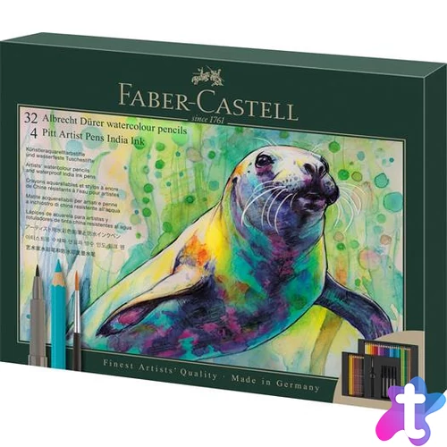 Akvarell ceruza készlet, ecsettel, FABER-CASTELL "Albrecht Dürer & Pitt Artist Pen", 37 db-os szett