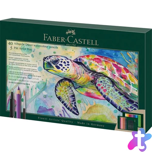 Akvarell ceruza készlet, ecsettel, FABER-CASTELL "Albrecht Dürer & Pitt Artist Pen", 46 db-os szett