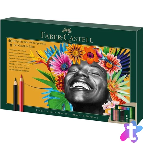 Színes- és grafitceruza készlet, FABER-CASTELL "Polychromos & Pitt Graphite Matt" , 50 db-os szett