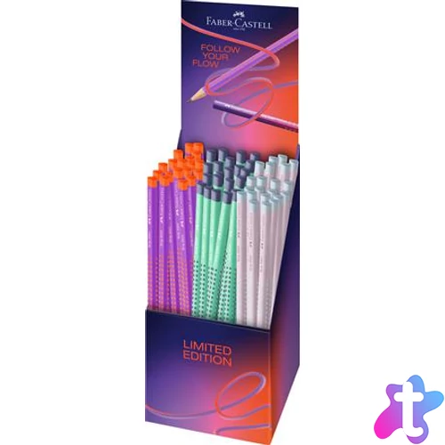 Grafitceruza display, B, háromszögletű, FABER-CASTELL "Grip 2001 Flow", vegyes színek