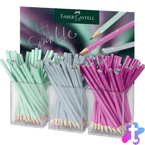 Grafitceruza display, B, háromszögletű, FABER-CASTELL "Sparkle Aurora", vegyes színek