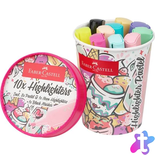 Szövegkiemelő, 1-5 mm, FABER-CASTELL "Textliner 46", 10 különböző pasztell szín